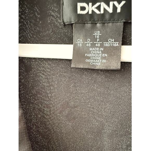 DKNY Womens Size 16 Dress Black with White Embroidered Flowers Long Sleeves - Picture 3 of 5